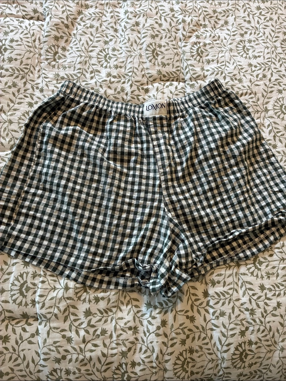 LOMON Black & White Gingham Athletic Shorts